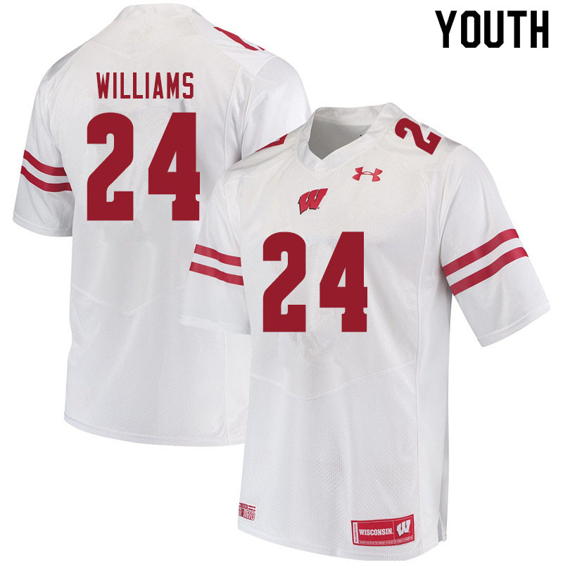 Youth #24 James Williams Wisconsin Badgers College Football Jerseys Sale-White